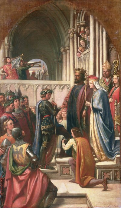 Edward III Conferring the Order of the Garter of Edward the Black Prince, 1847 by Charles West Cope